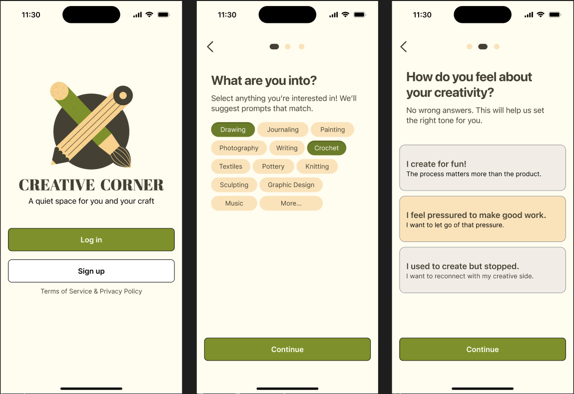 Creative Corner app prototype